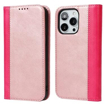 Imagem de GSYH Capa carteira para iPhone 13 Pro Max/13 Pro/13/13 Mini, capa protetora flip de couro legítimo com compartimentos para cartão, capa de TPU com suporte magnético, rosa, 13 15,5 cm
