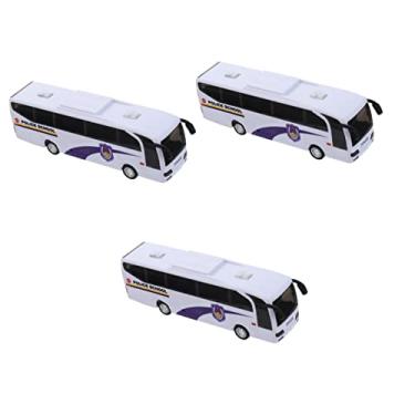 Imagem de ibasenice 3 Pecas Carro De Inércia Puxar Para Trás o Brinquedo Veículos Mini Ônibus Escolar Empurrar e Ir Brinquedos De Ônibus Bebê Puxe o Carro Para Trás Branco Plástico Comboio