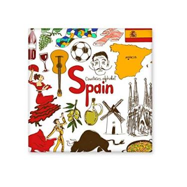 Imagem de Azulejo de cerâmica brilhante com a bandeira nacional Espanha Landscap Animals