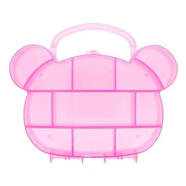 Imagem de Caixa Organizadora Plastica 11 Divisorias Multiuso Maleta Urso (Rosa)