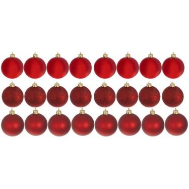 Imagem de Kit Bola De Natal Vermelha Natal070 Casambiente - 4,5cm 24 Unidades