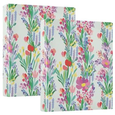 Imagem de Fichários de caderno de 3,8 cm com padrão de flores, com prancheta, pacote com 1/2, material de escritório, 200 folhas
