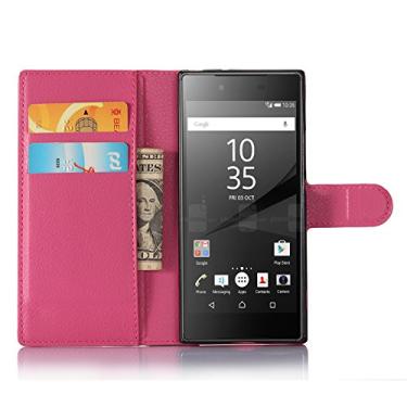 Imagem de SONY Xperia XA1/Z6, capa carteira flip de couro PU premium com compartimento para cartão, suporte e fecho magnético [capa interior à prova de choque de TPU] Compatível com SONY Xperia XA1/Z6