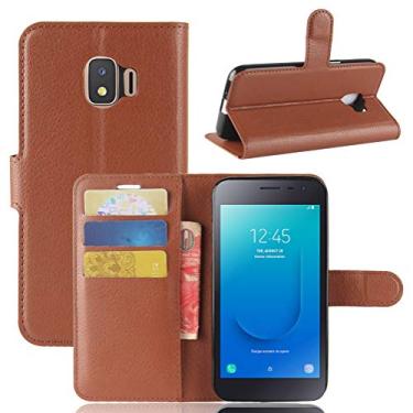 Imagem de Capa para Samsung J2 Core, capa tipo carteira flip de couro PU premium com compartimento para cartão, suporte e fecho magnético [capa interior TPU à prova de choque] compatível com Samsung J2 Core
