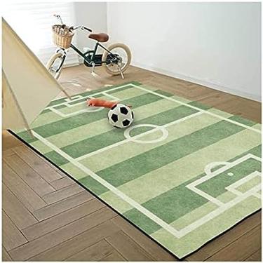 Imagem de Tapete esportivo infantil 3D, futebol graffiti verde campo de futebol tapete grande sala de estar menino adolescente quarto moderno tapete antiderrapante capacho, 120 * 160 cm
