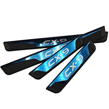 Imagem de GZBFTDH Proteção de Peitoril Soleira da Porta, para Mazda cx-9 cx9 2017-2022 Carro Acessórios, Aço Inoxidável Kick Plate Guard de Pedal de Limiar Protetor,Peças para Automóveis