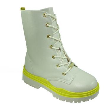 Imagem de Bota Infantil Molekinha Coturno Zíper - Creme E Verde