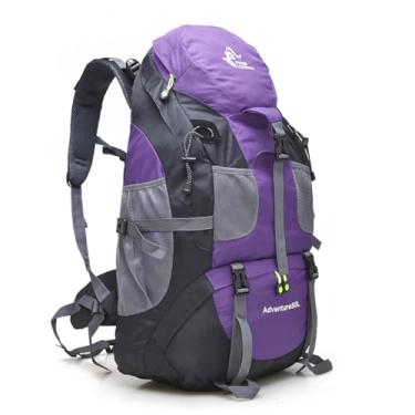 Imagem de TOKSHOP Mochila Camping Cargueira 50 Litros Grande Reforçada Impermeável Caminhadas Trilhas Viagens (Roxo)