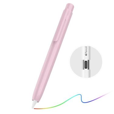 Imagem de TiMOVO Capa com suporte para Apple Pencil (USB-C), capa protetora retrátil para lápis com clipe resistente compatível com acessórios Apple Pencil (USB-C) 2023, rosa claro