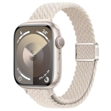 Imagem de ALSMGGBPAF Pulseira feminina de nylon trançado fina compatível com Apple Watch séries 11, 10, 9, 8, 7, 6, SE, 5, 4, 3, 2 e 1 de 42 mm, 41 mm, 40 mm, 38 mm, 40 mm, 44 mm, 45 mm, 46 mm, 4, 3, 2 e 1