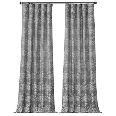 Imagem de HPD HALF PRICE DRAPES Cortinas Jacquard de Seda Sintética para Quartos de 236 cm de Comprimento (1 Painel), Escurecimento de Espaço com Bolso de Haste para Sala de Estar, 127 x 246, Sequoia Cinza