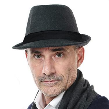 Imagem de Chapéu Fedora clássico para homens e mulheres, chapéu Fedora dos anos 20, chapéu Fedora de aba curta, boné panamá, moderno, jazz, chapéu fedora, festa da igreja, Cinza claro, tamanho �nico