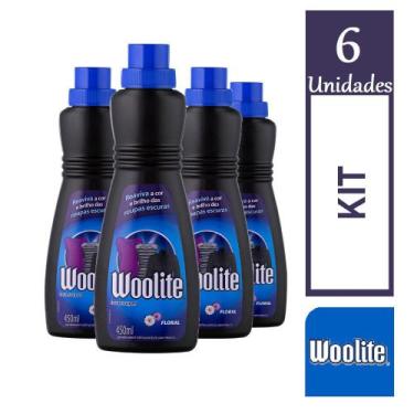 Imagem de Kit 6 Sabão líquido Woolite Roupas Escuras Floral 450ml