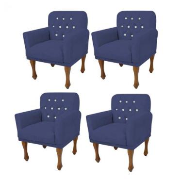 Imagem de Kit 04 Poltrona Cadeira Decorativa  Mona com Strass Sala de Estar Rece