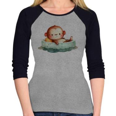 Imagem de Baby Look Raglan Ursinho Bebê Na Piscina  Manga 3/4 - Foca na Moda, Ci