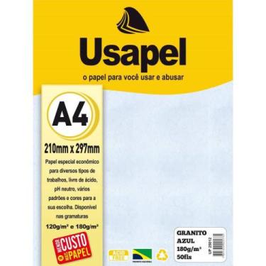 Imagem de Papel A4 Granito Usapel Azul 180G - Pacote com 50 Folhas - Filiperson