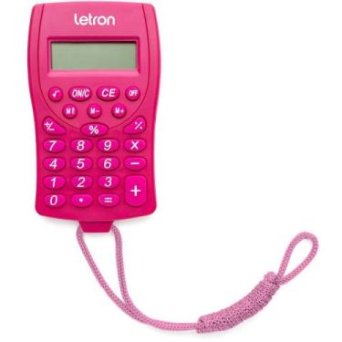 Imagem de Calculadora de Bolso 8 Dígitos Rosa com Cordão e Bateria - Leonora