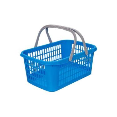 Imagem de Cestinha Cesta Plástica Supermercado Alça 9 Litros Multiuso Empilhável
