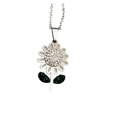 Imagem de Corrente com Pingente Pétalas de Flor Formato Girassol