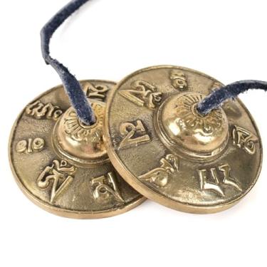 Imagem de HAIOPS Sinos tibetanos de sino de meditação com cordão de pratos Tingsha de 6,5 cm para alívio do estresse, meditação
