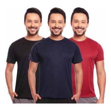 Imagem de Kit 3 Camisas Básicas Masculina Dry Fit Lisa Tradicional - MC Digital,