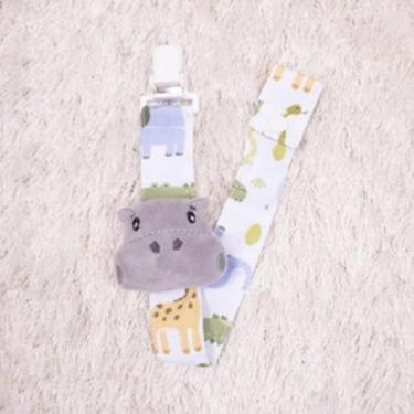 Imagem de Cordão Prendedor de Chupeta para Bebê - Miguel Baby, Hipopótamo Cinza