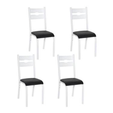 Imagem de Conjunto 4 cadeiras cozinha jantar ciplafe luna tubo branco assento es