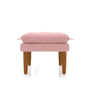 Imagem de Puff Banquinho Apoio Para Os Pés Luxo Suede Rosa Bebe - New Belle Esto