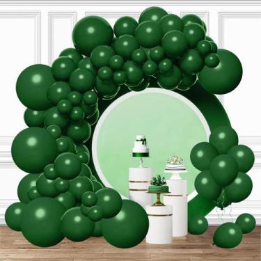 Imagem de Kit de Arco de Balões de Látex Verde Escuro - 106 Unidades para Festa