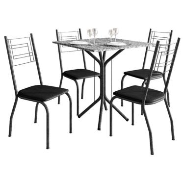Imagem de Mesa de Jantar Ambiente Thais 70x70 cm com Granito Ocre Itabira com 4 Cadeiras 063 Preto - Artefamol