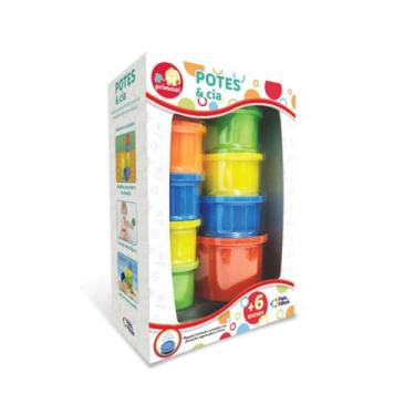 Imagem de Brinquedo Bebe Potes Cia Empilhar Encaixar Pais E Filhos