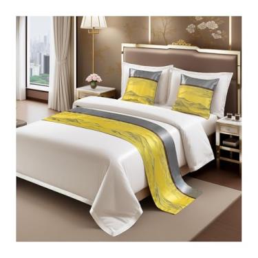 Imagem de HSTANGKY Cachecol para cama de hotel, sem desbotamento, toalha de cama moderna, leve, luxuosa, decoração de cama de alta precisão, proteção de cama para cama de solteiro queen size -