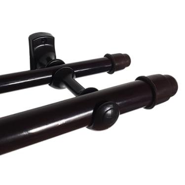 Imagem de Kit Varão de Cortina Duplo 19mm x 28mm (Montagem na Parede) (Marrom, 3,00m)