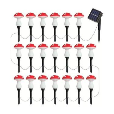 Imagem de Fenteer Lâmpada de cogumelo para jardim, ornamento de paisagem, presentes, acessórios para áreas externas, luz de caminho para pátio, quintal, 20 Luz de Cogumelo