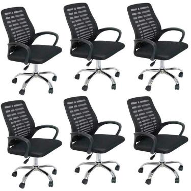 Imagem de Kit 6 Cadeiras Escritório Office Diretor Com Rodízio Cádis Preto