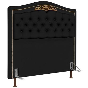 Imagem de Cabeceira Cama Casal Queen 160cm Com Tachas Imperial J02 Sintético Preto - Mpozenato