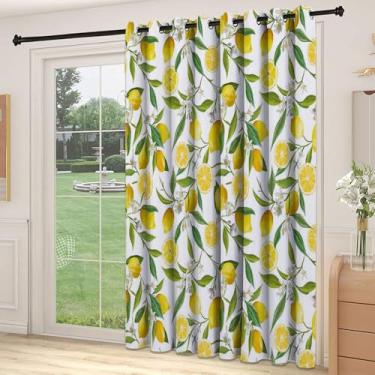Imagem de Divisória de parede de cortina de divisória de sala de natureza, galhos exóticos de limoeiro delicioso design de jardinagem de cozinha, adequado para portas de vidro deslizantes, cortinas térmicas de