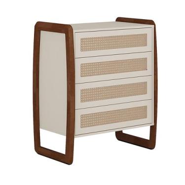 Imagem de Cômoda de Madeira Veneza com 4 Gavetas Tela de Rattan - 6028 - Meyer, 