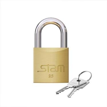 Imagem de Cadeado segurança Stam Ecoat original zamac latonado 25mm, 1 Unidade