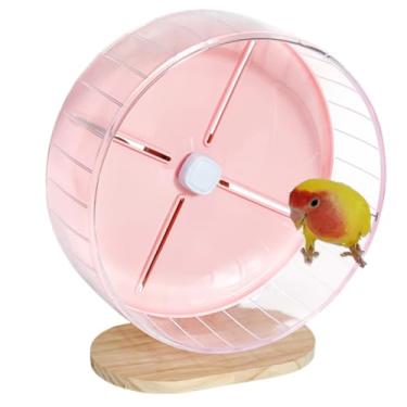 Imagem de Roda de exercício de papagaio super silenciosa com suporte, brinquedos silenciosos, rodas de corrida de pássaros com suporte ajustável de altura para periquitos, conures, hamsters, gerbos, ratos