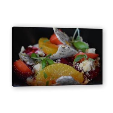 Imagem de Arte em tela cheia de vitaminas, frutas sazonais e paisagem fotografada real – Decoração fresca para sala de estar e sala de jantar emoldurada 50 x 50 cm