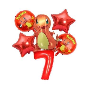 Imagem de Conjunto De Balões De Aniversário Pokémon Pikachu Squirtle Charmander 