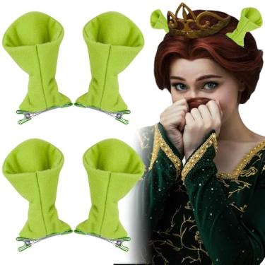 Imagem de AUOCATTAIL Green Ogre Ears Hair Clips Plush Elf Hairpin Alien Ears Horns Hair Barrettes Halloween Cosplay Party Accessories (Light Green)