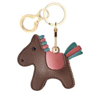 Imagem de Capa de couro compatível com AirTag, linda capa protetora com chaveiro, rastreador GPS antiarranhões para chaves, bolsa, animais de estimação, mochila (cavalo G)