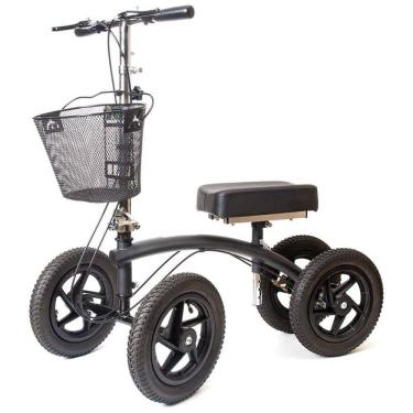 Imagem de Andador 4 Rodas Dobrável com Cesta e Apoio para Joelho Ideal para Lesões Suporta 158kg, BODYMED, Preto