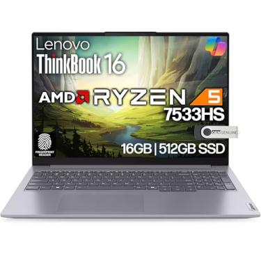 Imagem de Lenovo ThinkBook 16 G7 Business Laptop, 40.6 cm FHD+, AMD Ryzen 5 7533HS, 16GB DDR5, 512GB NVMe, WiFi 6 + BT, RJ-45, HDMI, leitor de impressão digital, webcam HD, Win 11 Pro