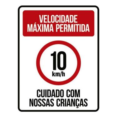 Imagem de Kit 5 Placas Velocidade Máxima Permitida 10Km Crianças 36X46