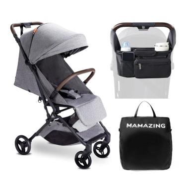 Imagem de Carrinho de Bebê Ultraleve com Organizador e Almofada - Premiado Ouro Moms Choice, Compacto Avião, Dobrável com 120cm, MAMAZING