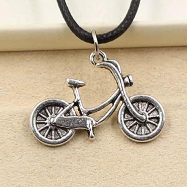 Imagem de EDCRFV Pingente de bicicleta tibetano pingente de bicicleta berloque cordão de couro preto feito à mão