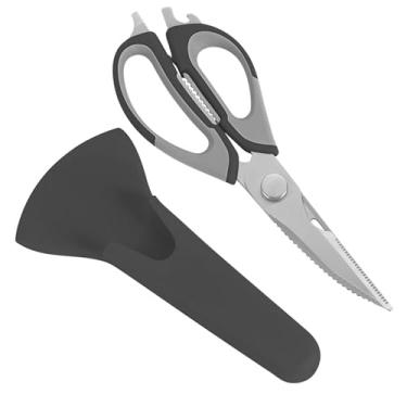 Imagem de Tesouras de cozinha resistentes com suporte magnético, podem ser lavadas na lava-louças, tesouras de cozinha de aço inoxidável, multifuncionais, conjunto de tesouras multiuso para alimentos, carne